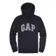 美國百分百【全新真品】GAP 帽T 上衣 外套 長袖 連帽 LOGO 貼布 深藍色 藍灰字 男衣 S號 E461