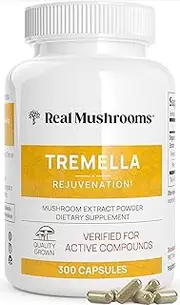 Real Mushrooms Tremella Mushroom Extract, Mushroom Supplements For Immunity Support, Brain Support, And Healthy Skin, Vegan, Non-GMO, Verified Levels Of Beta-Glucans (300)