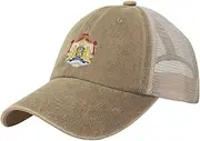 [Generic] National Emblem of Netherlands Cowboy Mesh Baseball Cap for Dutch Man Woman Outdoor Adjustable Denim Hat