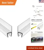 Frameless Shower Door Side Seal Strip, Vertical Polycarbonate H-Jamb 180 Degr...