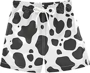 [sanluoli] Black White Cow Leopard Print Boys Swimsuit Trunks Youth Swimsuit Drawstring with Liner Beach Hawaii Vacation 2T, Black White Cow Leopard Print, 5 Years