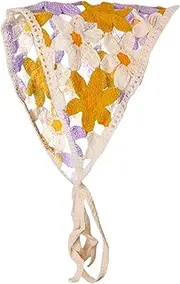 [Generic] Triangle Head Scarf - Crochet Bandana Head Kerchief Hair Scarf,Knitted Hair Scarf Headwrap For Women Girls Floral Headband