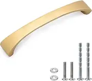 [Weaverbird] Kitchen Handles Gold Aluminum Alloy Drawer Pulls,128mm Arch Cabinet Handles, Bathroom, Wardrobe Door Cupboard Handle 5'' Hole Center,Furniture Hardware 4 Packs