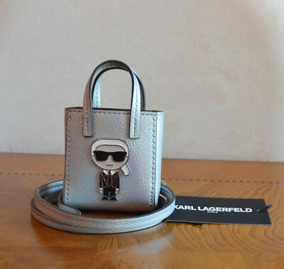 KARL LAGERFELD PARIS MAYBELLE SILVER MINI BAG WITH STRAP*TOO CUTE **