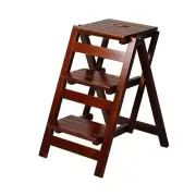 Bidesen 3 Step Stool Wooden Folding Ladder Chair Thickened Library Stair Chai...