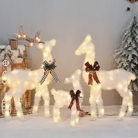 在飛比找樂天市場購物網優惠-植絨發光圣誕雪人麋鹿套裝室外大型場景布景美陳圣誕節裝飾擺件