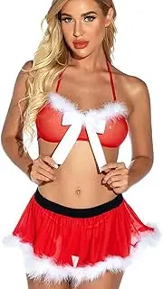 [Generic] Santa Lingerie for Women,Christmas Lingerie Costume Lace Womens Sexy Outfits - Women Christmas Lingerie Elastic Lingerie for Adults