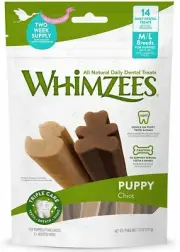 Whimzees Puppy Dental Care Dog Treat Value Bag Medium Large 14 Pack