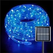 Solar Rope Lights Outdoor Blue 300 LED PVC Tube Fairy String Light Garden Halloween and Christmas Decorations (Blue, 472.4in 100LED)