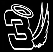 Decal Flags USA Dale Earnhardt #3 with Wings - White - Peel and Stick Sticker - Auto, Wall, Laptop, Cell, Truck Sticker for Windows, Cars, Trucks