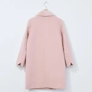 【IENA】修身類毛領雙排釦大衣 #3233010(卡/粉色)
