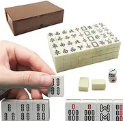Mahjong Set, Beige Color Mahjong Set, Traditional Mahjongs Games, Mah Jong Chinese Game Sets, 20 * 14 * 10mm (0.8 * 0.5 * 0.4inch) 155 * 95 * 50mm (6.1 * 3.7 * 1.96in)