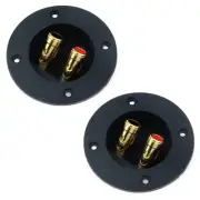 2Pcs 3 x 3 Speaker Box Terminal Cup DIY Double Binding Round Gold Plate Pus