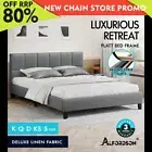 ALFORDSON Bed Frame Queen Double King Single Base Wooden Slats Fabric Grey