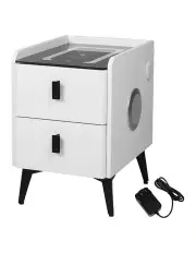 [Levede] 2 Drawers Storage Smart Bedside Table in White