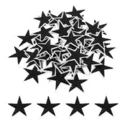 5Star Iron Patches Embroidered Sew Patches Appliques Black 50pcs