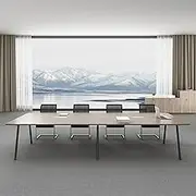 Modern Rectangular Training Table Boardroom Desk,Seminar Training Table with Grommet Holes,Curved Meeting Table,for Office, Conference Room