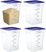 [BIEAMA] 4 Pack Food Storage Containers, 22 Quart with Lids, Square Commercial Containers with Scale,NSF, Polycarbonate, Clear