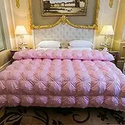 JYHCD Home Winter Comforter - Soft and Breathable Double Duvet - Premium Goose Down Alternative - Machine Washable - All Season Warmth - Bedding Comforter - Pink - 180x220cm- 3.5kg