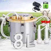 OUJIMAI 8L Goat Milking Machine Portable Rechargeable Goat Milker Electric Sheep Milking Machine Battery Powered Milking Machine for Sheep and Goats Automatic Powerful Pulsation Vacuum (8L for Goat)
