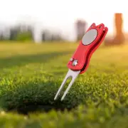 Green Fork Stainless Steel Foldable Divot Repair Tool With Button EJ