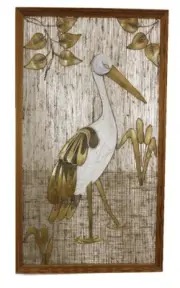 Beautiful Wall Decoration Made Out of Strings and Straw-Stork One of a Kind !!!