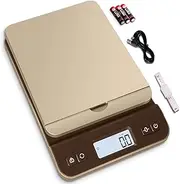 QP Shipping Scale, High Accuracy Digital Scale 86lb/0.1oz with Hold/Tare Function, Backlit LCD Display, Flip-up Holder, Postal Scales for Shipping Packages, Mail scale, Battery & Tape Measure Included