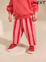 Pink and Red Stripe Textured Barrel Leg Trousers (3mths-7yrs) (F62168) | $18 - $22