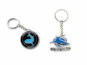 SET 2 CRONULLA SHARKS NRL HERITAGE LOGO KEYRING & MASCOT KEYRING KEY RING