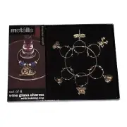 Prodyne Gold Garden Dweller Wine Glass Charms / Drink Markers - Set of 6