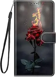 [Bnvdfre] Samsung A15 Case Flip Wallet Phone Case Shockproof PU Leather Card Holder Magnetic Stand Protector Cover for Samsung Galaxy A15 4G/5G, Red rose