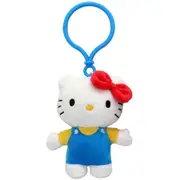 Hello Kitty Mini Bag Tag Plush Blue Overalls