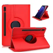 For Samsung Galaxy Tab S9 Plus / S9+ Case, 12.4 inch Leather Smart 360 Rotate Flip Stand Case Cover (Red)