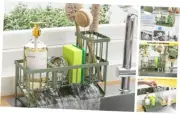 Kitchen Sink Caddy, Sponge Holder for Kitchen Sink, Kitchen Sink Sage Green