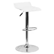 Flash Furniture Adjustable Height White Cushioned Bar Stool