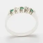 Solid 14k White Gold Natural Emerald & CZ Womens Eternity Ring - Sizes 4 to 12