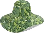 [Yoogain] Green Flower Grass Foldable Sun Visor Hats for Women for Gym Decorative Hats for Ladies Beach Stylish Gorra para el sol, Green Flower Grass, One Size