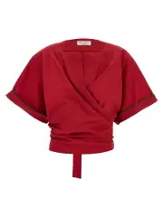 [Brunello Cucinelli] Brunello Cucinelli-Crossed Shirt Camicie Rosso-Donna XXL