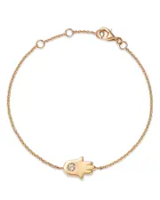 Bloomingdale's Fine Collection Diamond Hamsa Hand Link Bracelet in 14K Yellow Gold, 0.10 ct. t. w.
