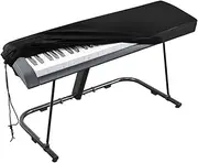 Piano Keyboard Cover Stretchable Velvet Dust Cover with Adjustable Elastic Cord and Locking Clasp for 61 Keys Electronic Keyboard Digital Piano Yamaha Casio Roland Consoles and more(Black)