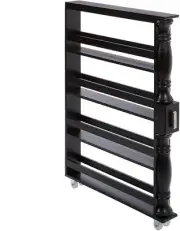 Slim Spice Can Rack Rolling Cart Wooden Space Saver Storage Kitchen Organizer