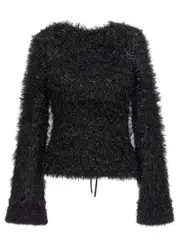 [Victoria Beckham] Victoria Beckham-Cut-Out Lurex Sweater Maglioni Nero-Donna S Black