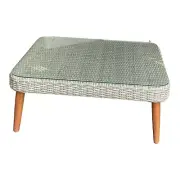 Outdoor Balcony Coffee Table PE Wicker Timber Legs Square 77cm FAST N FREE