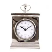 Silver Shelf Chrome White Face Clock "D&C" 31x20cm Mantel Home Office Decor