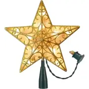 Gerson Company 9 inch Electric Lighted 3D Golden Star Tree Topper with 10 Lights