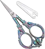 Sewing Embroidery Scissors – Small Vintage Sharp Detail Shears for Craft, Artwork, Needlework Yarn, Handicraft DIY Tool, Thread Snips, 4.6in Rainbow Bird Style