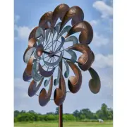 Style Craft, Large Steel Yard Outdoor Garden Two-Tone 3D Wind Catcher Spinner