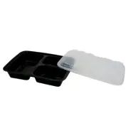 [150 PACK]33 oz 3 Compartment Rectangular Meal Prep Containers with Lids Black