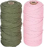 Tnfeeon Cotton Rope, Macrame Cord, DIY Craft Cord Spool Twine String Cotton Rope for Knitting