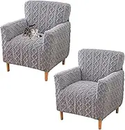 Ultra Soft Flannel Armchair Covers Set of 2, Banquet Chair Slipcovers with Arm Protection(Light Gray)